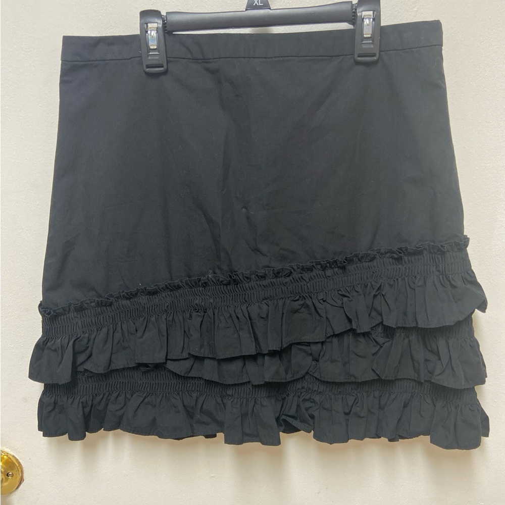 J. Crew Black Mini Skirt with Ruffle Detail